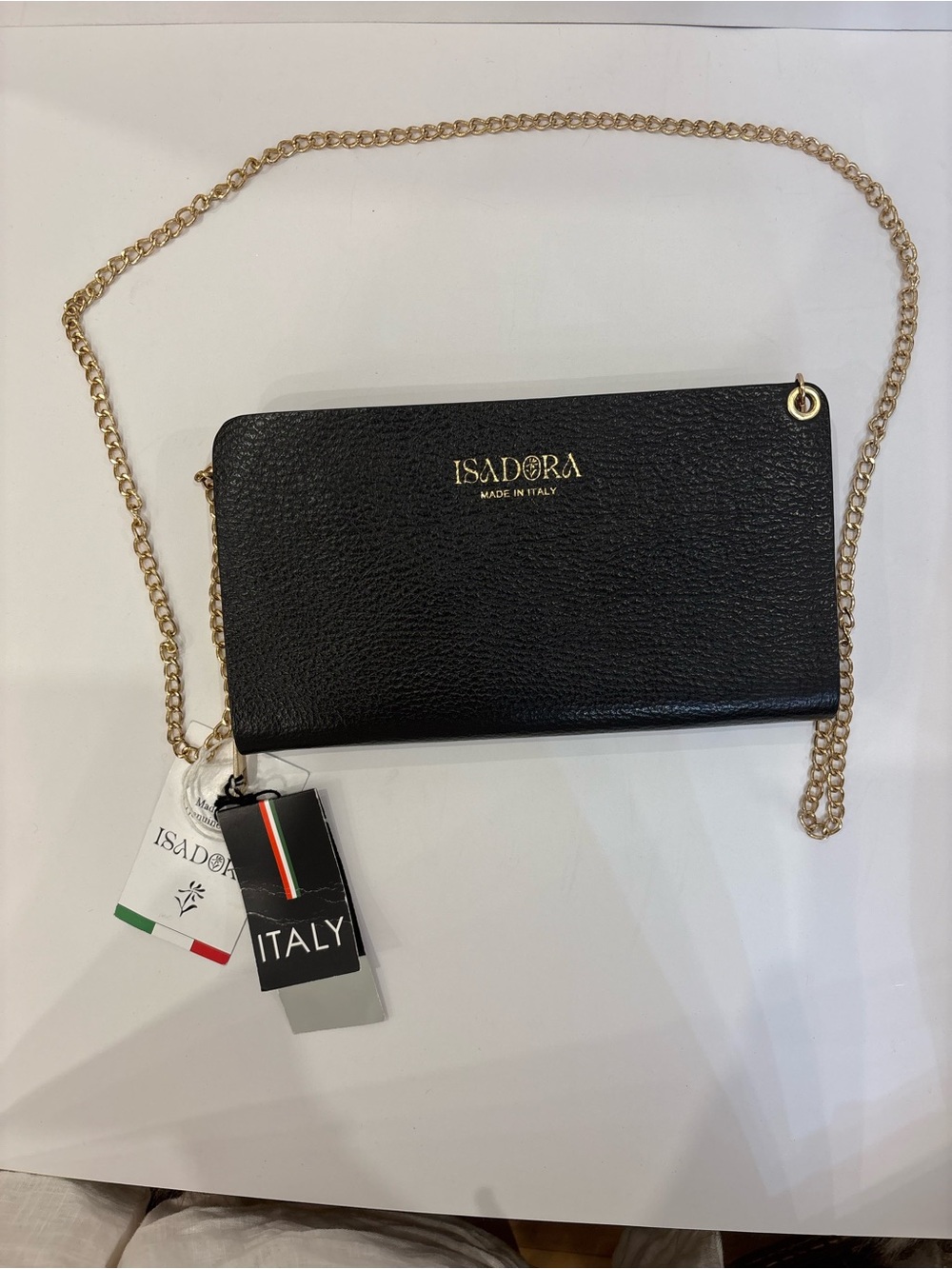 Isadora new Black Leather Crossbody Chain Bag